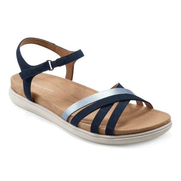 Easy Spirit Womens Lightweight Dottle Flat Ankle Strap Sandal Dark Blue 8.5M NWB - Picture 1 of 8